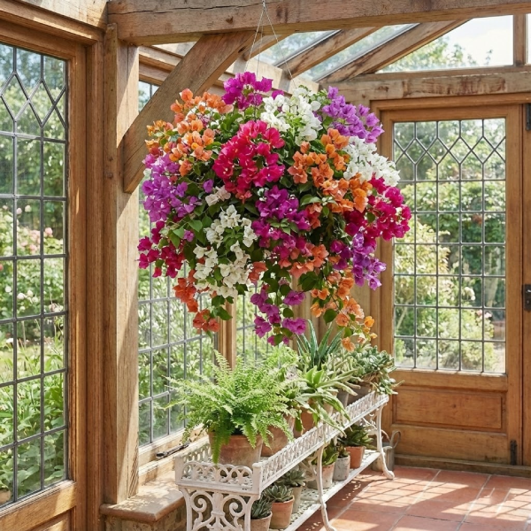 artificial hanging bougainvillea detail
