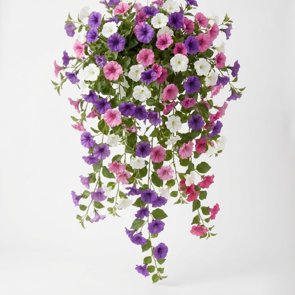 artificial hanging petunias