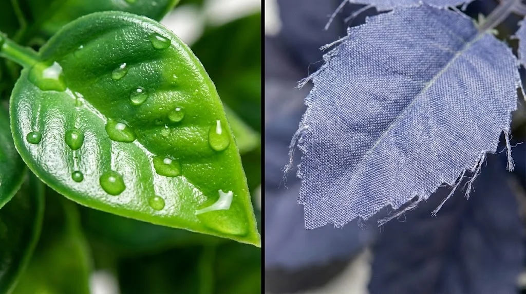 Comparison of UV-resistant PE leaf vs faded fabric leaf