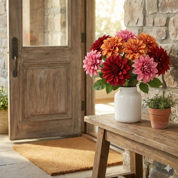 artificial dahlia flowers detail